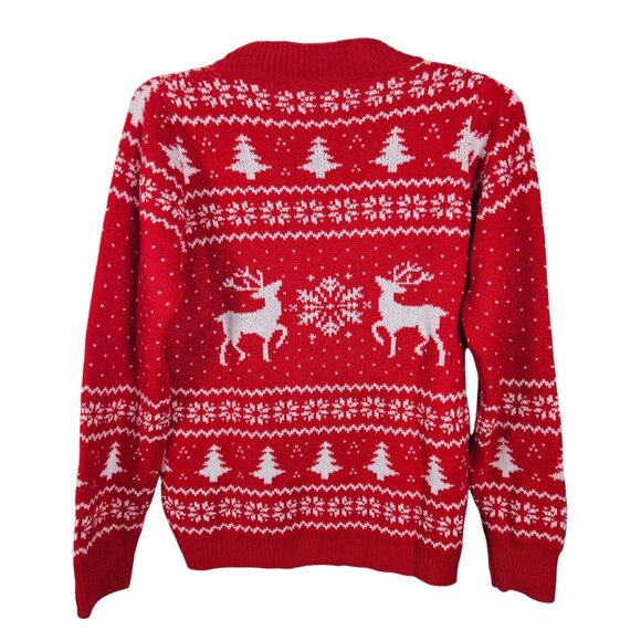 Alyweatry Womens Christmas Cardigan Sweater Red V-Neck Button Down Knit Festive - Picture 5 of 11